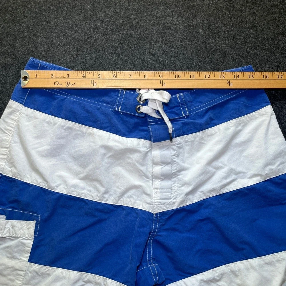 Polo Ralph Lauren Swim Trunks Mens 30 Blue White Big Pony Striped Board Shorts